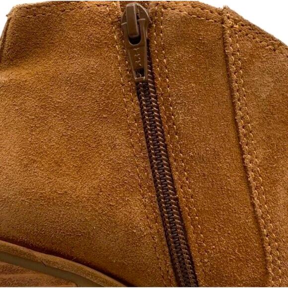 Lucky Brand Boots Pellyon Brown Suede Leather Block Heel Ankle Casual Size 7.5 - Picture 5 of 7